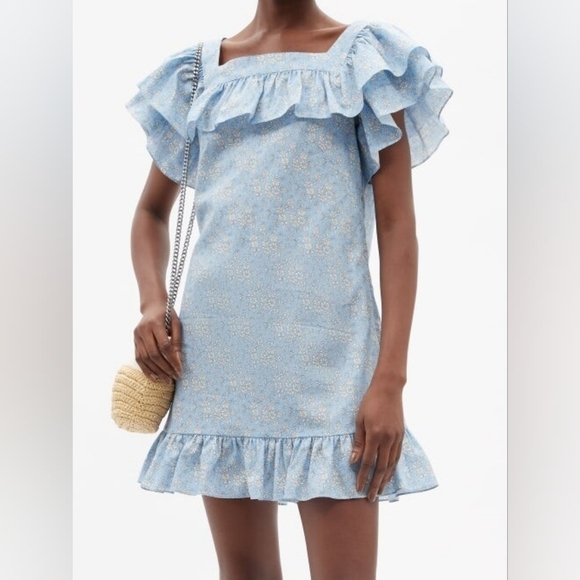 The Vampire's Wife The Cry Baby Ruffled Floral-Print Mini Dress (UK 12) - Picture 4 of 13